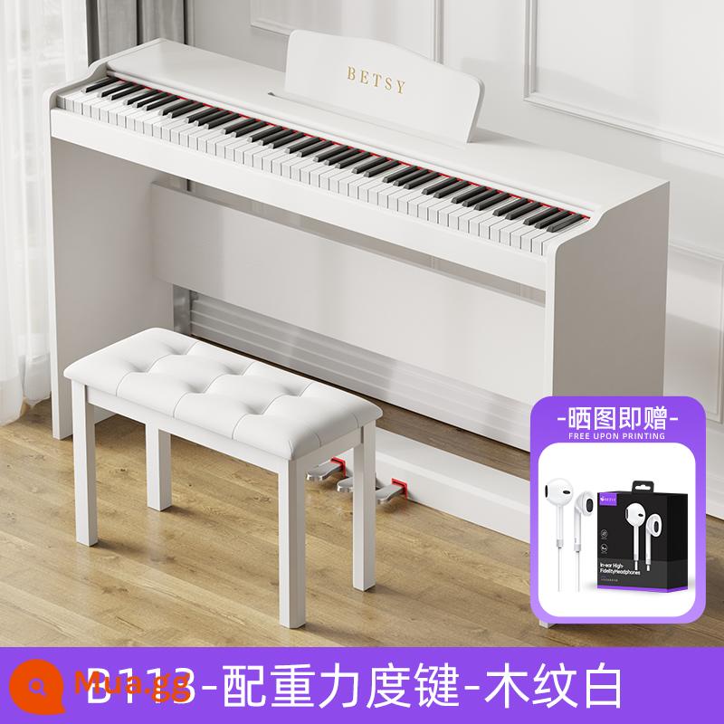 Đàn piano điện tử Betsy Hồng Kông Búa 88 phím tại nhà Đàn piano điện tử nhỏ dành cho người mới bắt đầu Kiểm tra chứng chỉ giáo viên mẫu giáo - B113 Trọng lượng Key-Hạt gỗ trắng