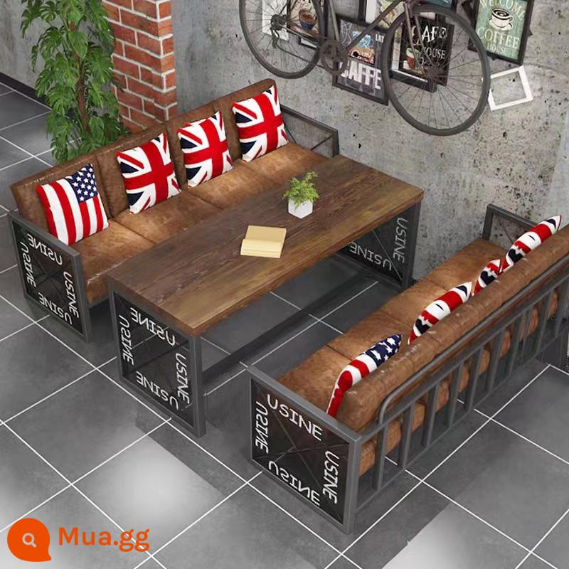 Retro Winding Wind and Iron Art Bar Card Sofa Sofa Âm nhạc BARBECUE BARBECUE BARBECUE BAR Bàn và Ghế Kết hợp Ghế - Tổ hợp tám người 200X240