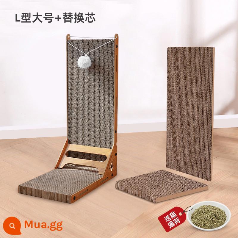 Cat Grabbing Tấm L -type đứng -Up Wear -Resistant Dandruff Three -Sdimensional Grabbing Lớn Paper Cat Claw Board Board Cat Products - Kích thước lớn hình chữ L [phiên bản phổ thông của quả bóng mèo ngộ nghĩnh] + lõi thay thế + bạc hà mèo miễn phí.