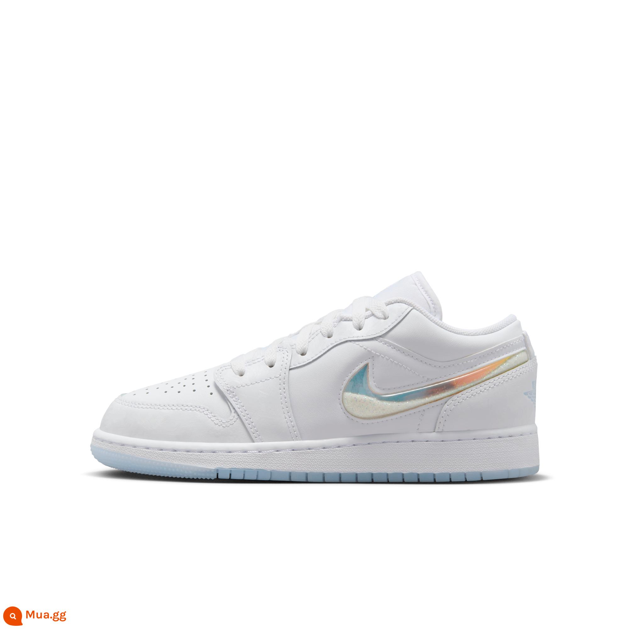 Jordan chính thức Nike Jordan bé trai AJ1 giày thể thao trẻ em cỡ lớn mùa đông mới đế thấp lấp lánh FQ9112 - 100 trắng/xanh băng/trắng đỉnh/xanh tím