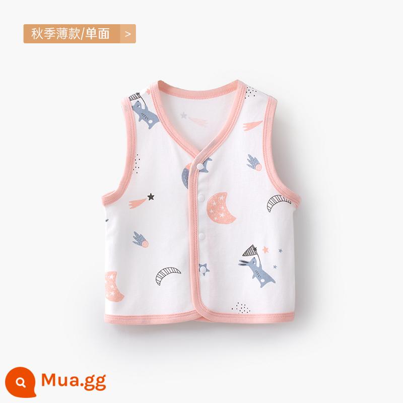 Áo vest cho bé mẫu xuân thu đông mặc áo vest trẻ em sơ sinh kẹp ngựa bé trai và bé gái áo vest mùa đông - [Một lớp đầu thu] Thỏ bắt giấc mơ