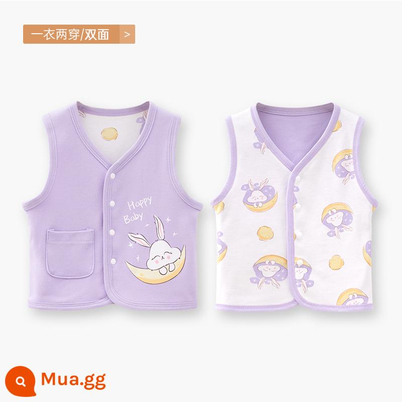 Áo vest cho bé mẫu xuân thu đông mặc áo vest trẻ em sơ sinh kẹp ngựa bé trai và bé gái áo vest mùa đông - [Đảo ngược]Thỏ trăng tím