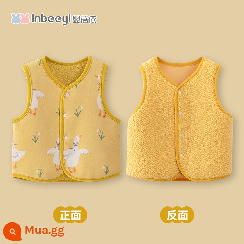 Áo vest cho bé mẫu xuân thu đông mặc áo vest trẻ em sơ sinh kẹp ngựa bé trai và bé gái áo vest mùa đông - [Nhung Dày] Ngỗng Trắng Lớn