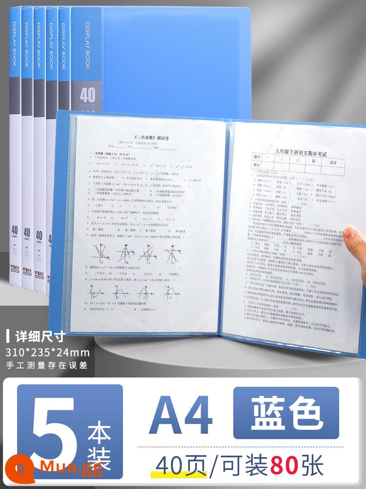 Túi đựng tài liệu Chenguang a4 nhiều trang thông tin sách chèn sách tập tin thông tin hợp đồng chứng chỉ lưu trữ hoàn thiện hiện vật giấy kiểm tra học sinh túi lưu trữ tờ nhạc thư mục lưu trữ hóa đơn vật tư văn phòng - [Dày 40 trang] Sách xanh 5 - chứa được 80 trang