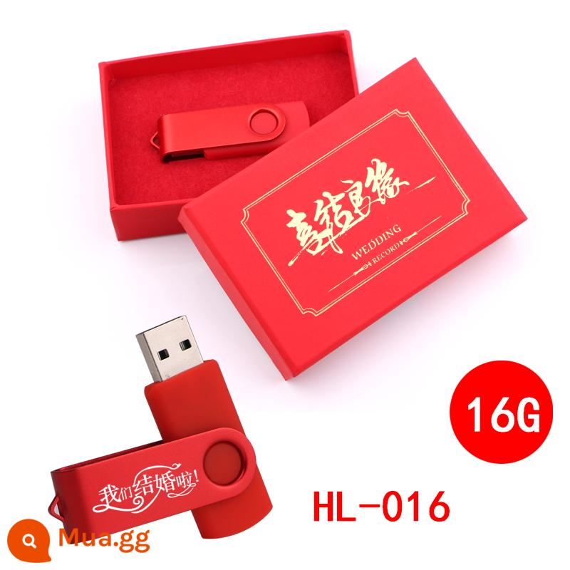 16 đám cưới Đĩa U tùy chỉnh 8g đám cưới Đèn LED USB kỷ niệm ngày cưới lưu trữ lễ hội máy tính đủ tốc độ cao khắc bộ - Đỏ 16 HL-016-16G