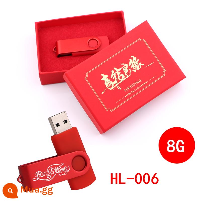 16 đám cưới Đĩa U tùy chỉnh 8g đám cưới Đèn LED USB kỷ niệm ngày cưới lưu trữ lễ hội máy tính đủ tốc độ cao khắc bộ - Đỏ 6 HL-006-8G