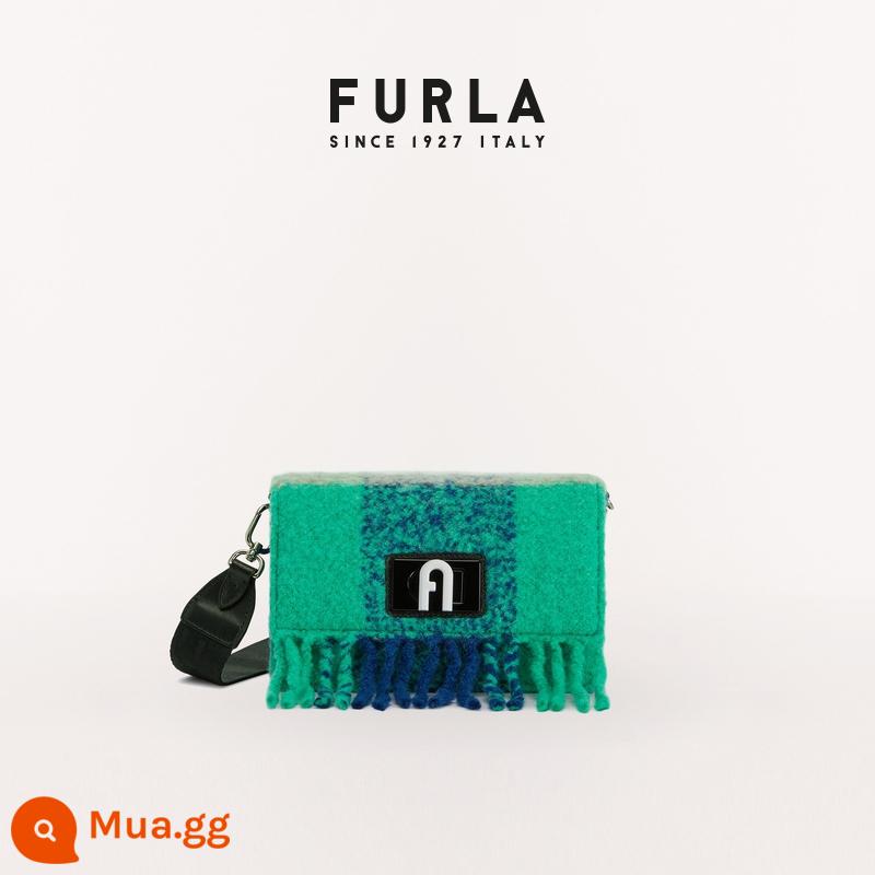 [Quà Năm Mới] Túi Messenger Nữ Vải Len Tua Rua Mềm Furla1927 - Màu sắc xanh tươi + đen