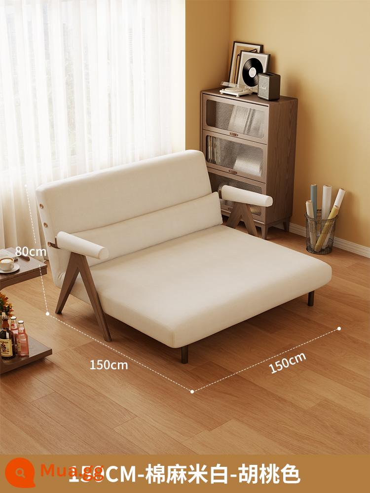 Sofa giường gấp đôi căn hộ nhỏ Internet người nổi tiếng giường đơn hộ gia đình hoàng phi vợ lẽ đơn giường sofa gỗ nguyên khối - 150CM-cotton và vải lanh màu óc chó [đi kèm đệm sofa chống bẩn]