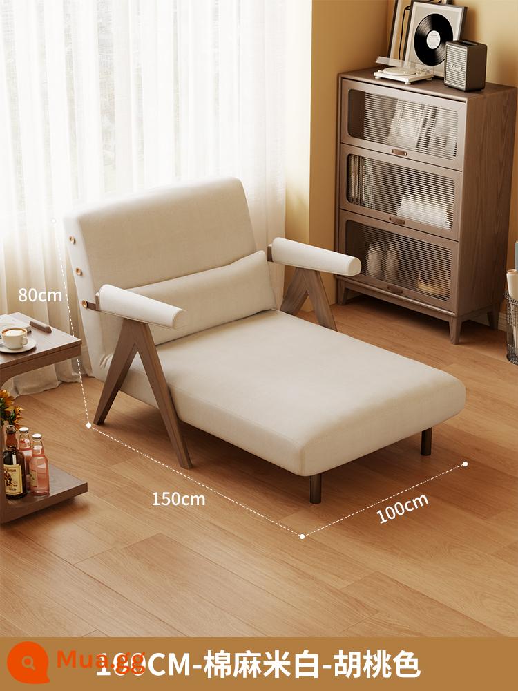 Sofa giường gấp đôi căn hộ nhỏ Internet người nổi tiếng giường đơn hộ gia đình hoàng phi vợ lẽ đơn giường sofa gỗ nguyên khối - 100CM-cotton-linen-màu óc chó [tặng kèm đệm sofa chống bẩn]