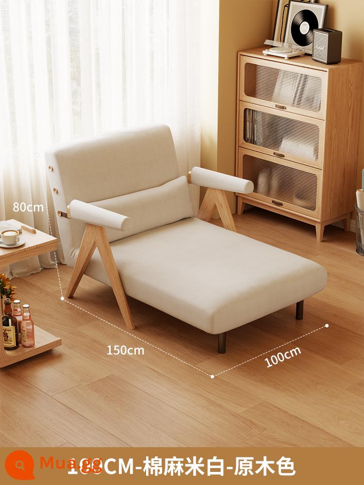 Sofa giường gấp đôi căn hộ nhỏ Internet người nổi tiếng giường đơn hộ gia đình hoàng phi vợ lẽ đơn giường sofa gỗ nguyên khối - 100CM-cotton-linen-màu gỗ [có đệm sofa chống bẩn]