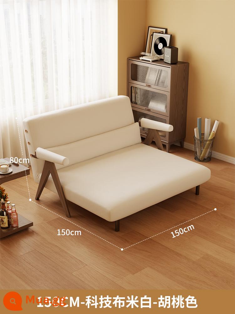 Sofa giường gấp đôi căn hộ nhỏ Internet người nổi tiếng giường đơn hộ gia đình hoàng phi vợ lẽ đơn giường sofa gỗ nguyên khối - 150CM-vải kỹ thuật-màu óc chó [chất tẩy rửa miễn phí]