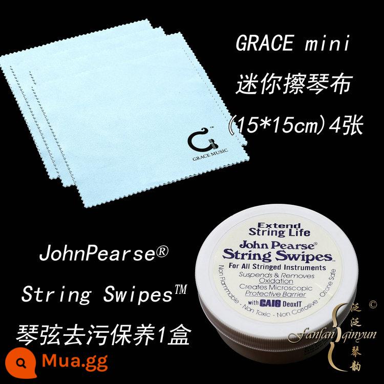 [Four Crowns] Vệ sinh và bảo dưỡng dây JOHN PEARSE chính hãng của Mỹ để loại bỏ bụi bẩn và tăng tuổi thọ - Loại đóng hộp (30 miếng) + 4 khăn lau đàn piano mini