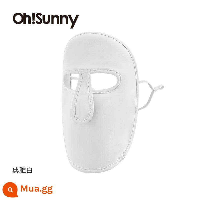 Khẩu trang chống nắng ohsunny full face bảo vệ cổ mỏng chống tia UV mặt thoáng khí mặt nạ bạch tuộc Kini che nắng - Kiểu Chống Nắng White-Basic Thanh Lịch (Thiết Kế Hai Lớp)