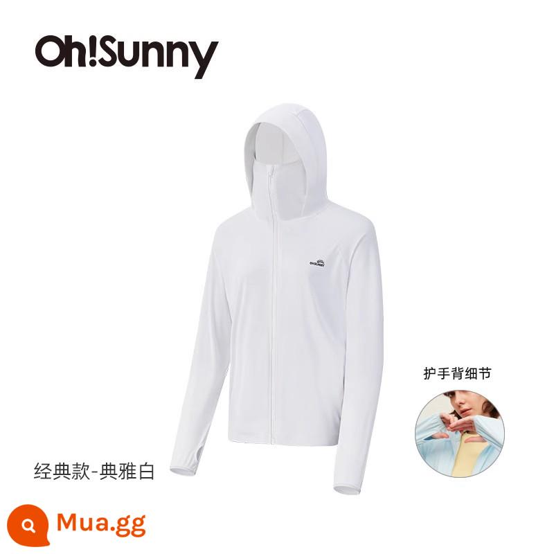 Quần Áo Chống Nắng Ohsunny Áo Sơ Mi Dáng Rộng Chống Tia UV Sợi Thô Áo Lái Xe Cloud Quần Áo Chống Nắng - Phong cách cổ điển - màu trắng sang trọng