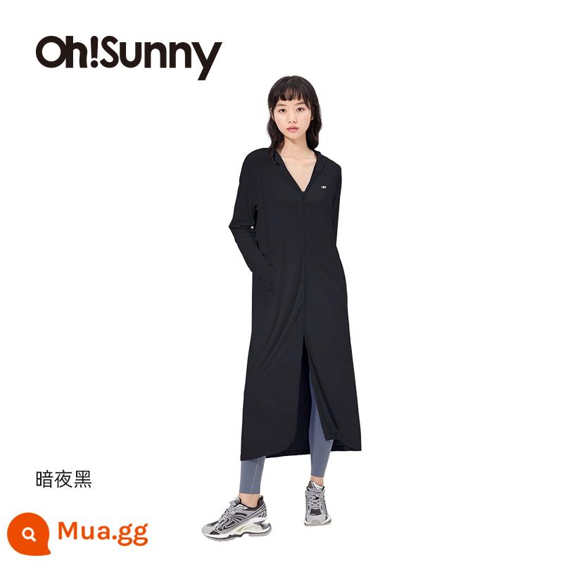 Ohsunny nữ thần quần áo chống nắng mở rộng thoáng khí chống nắng quần áo ngoài trời chống tia cực tím thể thao áo gió áo khoác mỏng - Nữ Thần Phiên Bản Dài-Đêm Đen