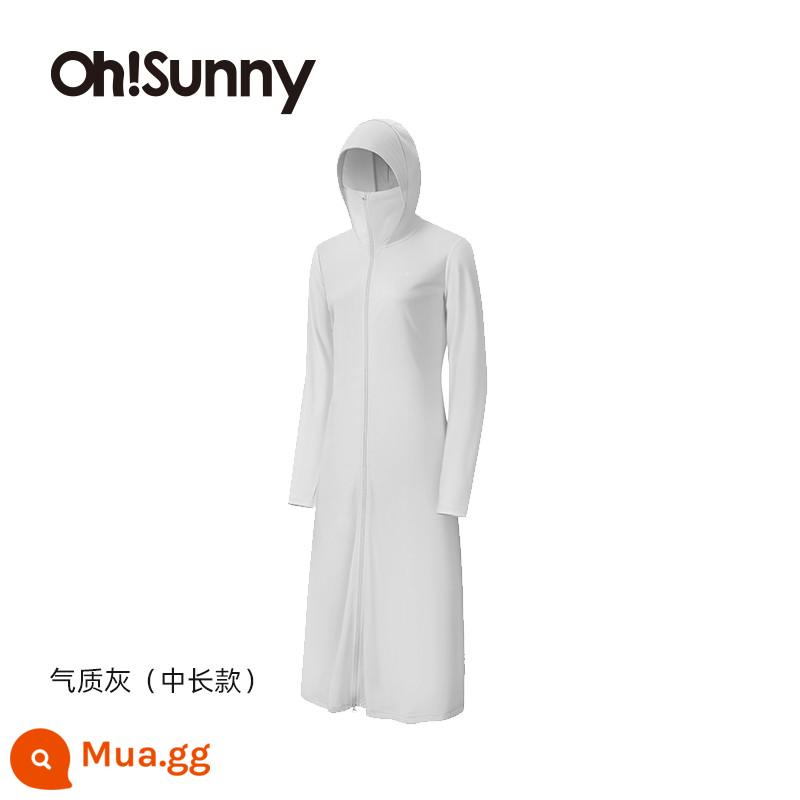 Ohsunny nữ thần quần áo chống nắng mở rộng thoáng khí chống nắng quần áo ngoài trời chống tia cực tím thể thao áo gió áo khoác mỏng - Nữ thần phiên bản dài vừa phải-màu xám khí chất