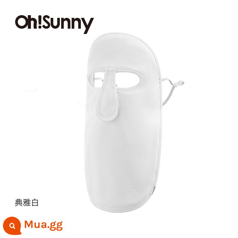 Khẩu trang chống nắng ohsunny full face bảo vệ cổ mỏng chống tia UV mặt thoáng khí mặt nạ bạch tuộc Kini che nắng - Mẫu chống nắng bảo vệ cổ màu trắng thanh lịch (Thiết kế hai lớp)