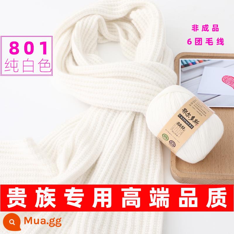 Len handmade khăn tự làm gửi bạn trai len bóng đan tay sợi len cashmere sợi tự dệt khăn kim đặc biệt - Trắng 801[6 cuộn sợi]