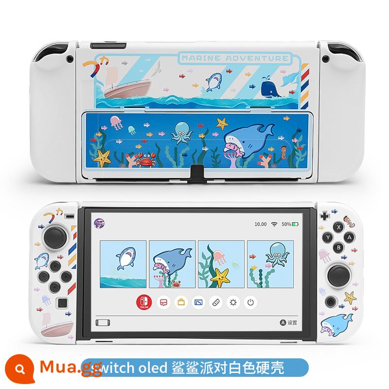 Vỏ bảo vệ Nintendo Switch Vỏ bảo vệ switcholed đế cắm được tay cầm ns vỏ hai mảnh vỏ silicon vỏ mềm phụ kiện màn hình oled riêng biệt nhãn dán nslite vỏ cứng mờ - Hộp cứng nâng cấp mới OLED [Underwater World White] đi kèm phim + nắp