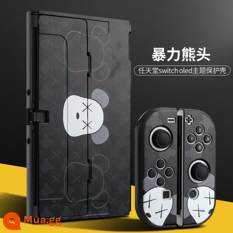 Vỏ bảo vệ Nintendo Switch Vỏ bảo vệ switcholed đế cắm được tay cầm ns vỏ hai mảnh vỏ silicon vỏ mềm phụ kiện màn hình oled riêng biệt nhãn dán nslite vỏ cứng mờ - Hộp cứng nâng cấp mới OLED [đầu gấu bạo lực] đi kèm phim + nắp