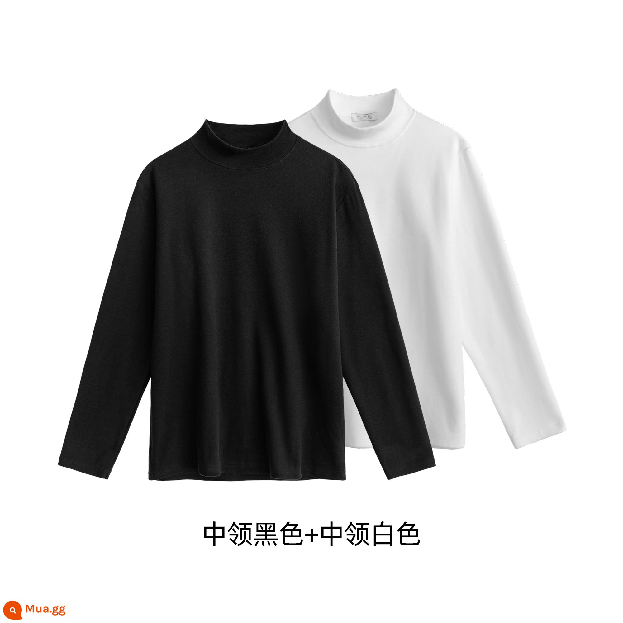 Đen TURTLENCECK BASE MENTUMENT MINAUM VÀ WINTER Đạo đức ống t -Shirt dài -sleeved Trendy Glimming Top -Level Sensory Warening Nội tâm - Cổ áo trung tâm màu đen + cổ áo trung tâm màu trắng