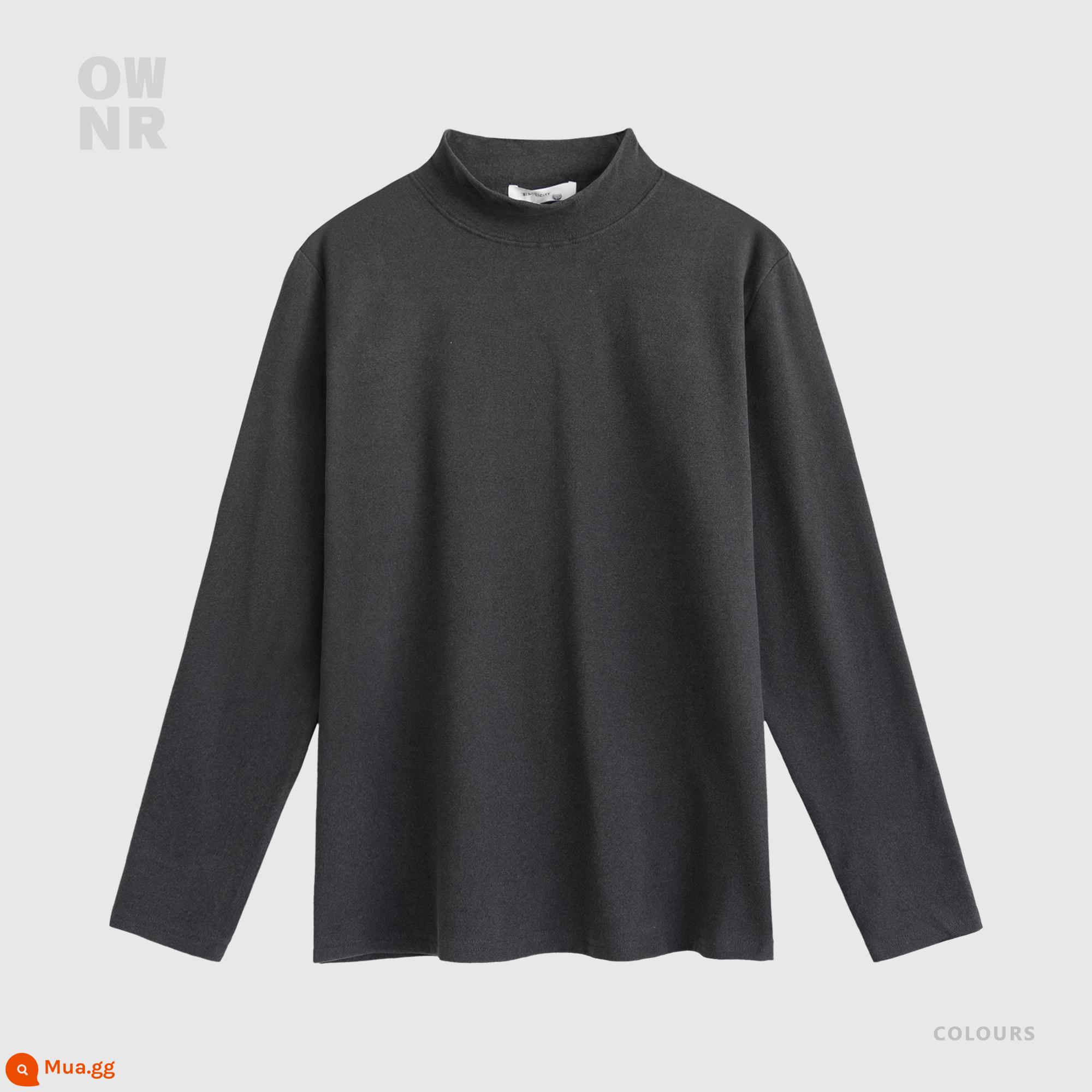 Đen TURTLENCECK BASE MENTUMENT MINAUM VÀ WINTER Đạo đức ống t -Shirt dài -sleeved Trendy Glimming Top -Level Sensory Warening Nội tâm - Cổ trung tâm màu xám