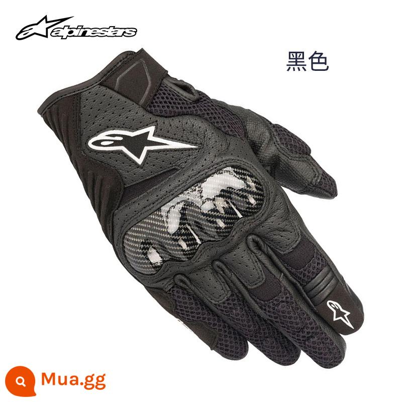 Một Ngôi Sao Alpinestars Găng Tay Đi Xe Máy Mùa Hè Người Đi Xe Máy Thiết Bị Găng Tay Da Nam SMX-1 V2 - Phiên bản châu Âu màu đen