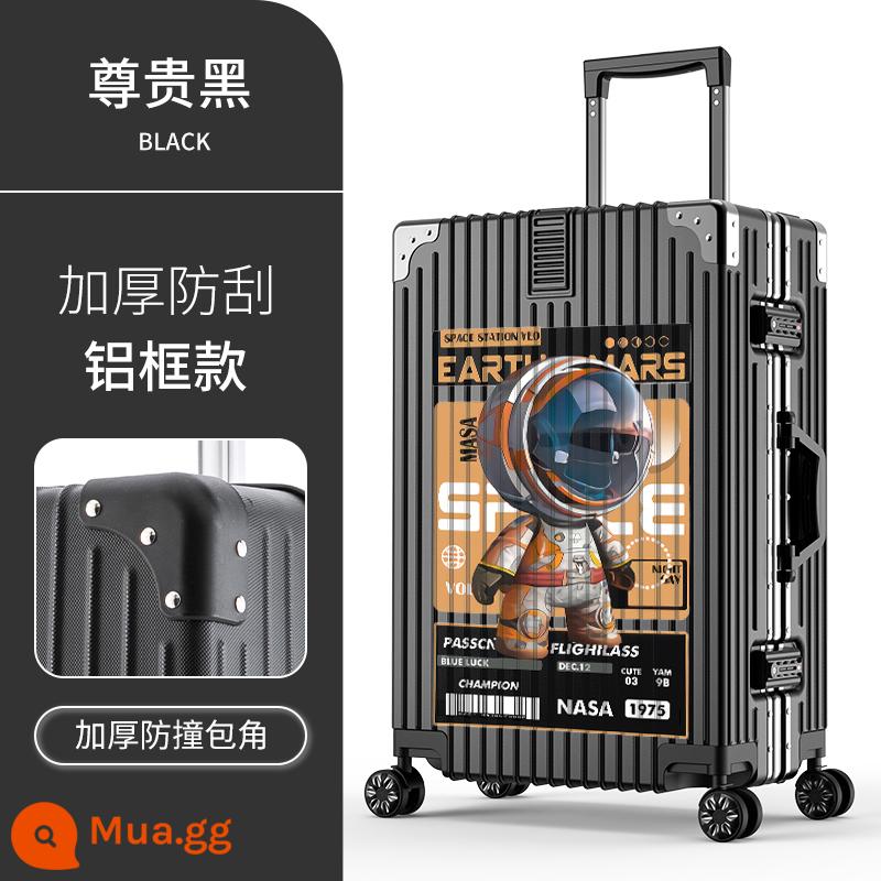 Hộp hành lý mới của Nans Astronomy Box nữ Tie Box Hộp da 20 inch Mật khẩu là mạnh mẽ, bền và dày - Phi hành gia đầu to bên phải◇Khung nhôm◇Đen trang nghiêm