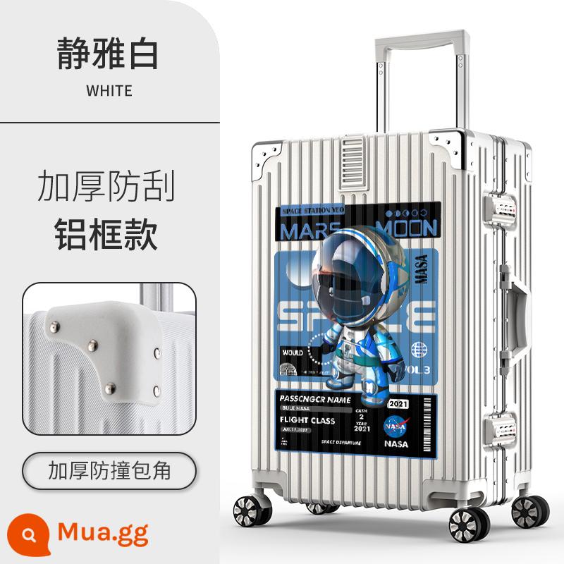 Hộp hành lý mới của Nans Astronomy Box nữ Tie Box Hộp da 20 inch Mật khẩu là mạnh mẽ, bền và dày - Phi hành gia đầu to bên trái◇Khung nhôm◇Jingya trắng