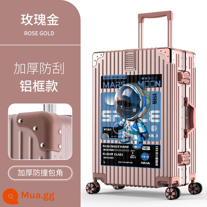 Hộp hành lý mới của Nans Astronomy Box nữ Tie Box Hộp da 20 inch Mật khẩu là mạnh mẽ, bền và dày - Phi hành gia đầu to bên trái◇Khung nhôm◇Vàng hồng