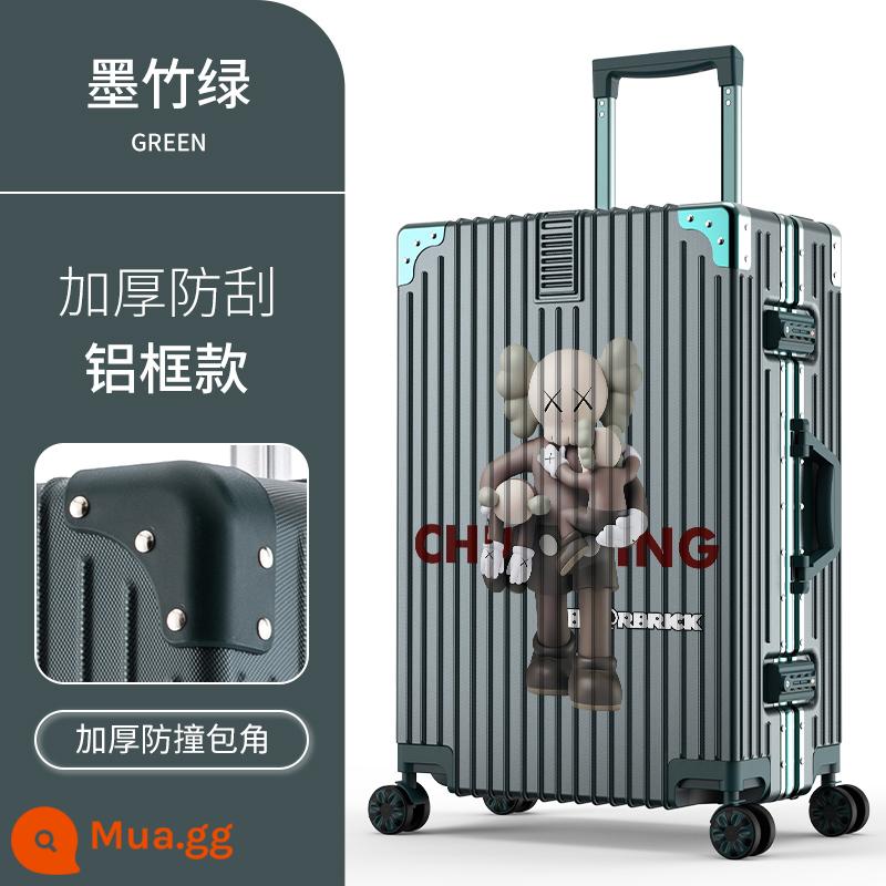 Bạo Lực Gấu Graffiti Vali Nữ Xe Đẩy Nhỏ 24 Inch 2022 Mật Khẩu Mới Vali Da Nam Mạnh Mẽ Và Bền Đẹp - Mẫu Gấu Bạo Lực/Khung Nhôm [Tre Xanh Đen]