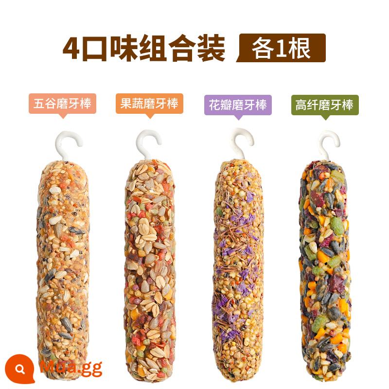 Vẹt răng hàm dính da hổ phượng hoàng đen hoa mẫu đơn miệng mài snack huấn luyện thưởng thức ăn nhai đồ chơi chim tiếp liệu - Combo 4 hương vị