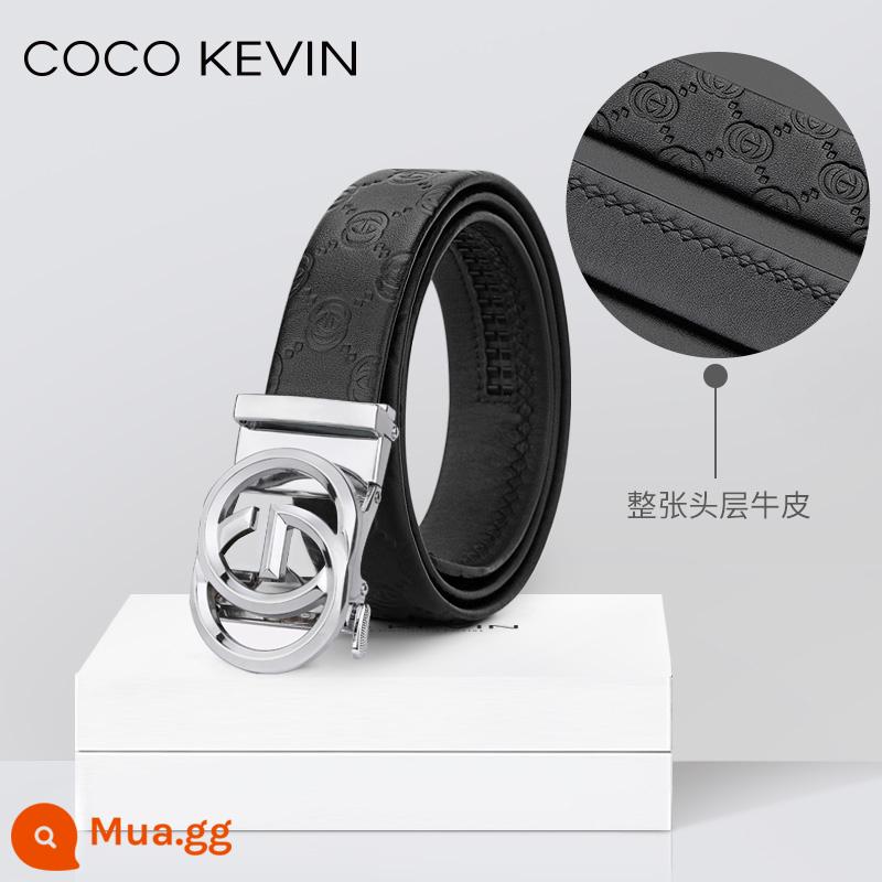 COCO KEVIN Thắt Lưng Da Nam Khóa Tự Động 2023 Mới Thắt Lưng Nam Thương Hiệu Cao Cấp Dây Da Bò Nguyên Chất - [Mô hình ba chiều 5D bạc] + công nghệ khắc 3D thời trang cho toàn bộ lớp đầu tiên