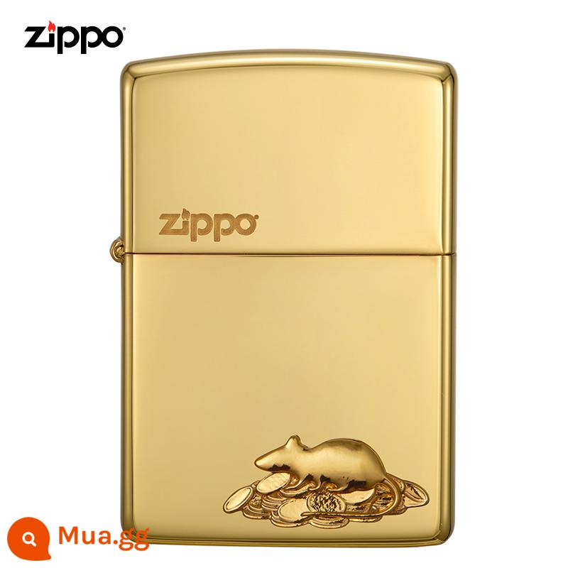 ZIPPO Official Flagship Store Baofuyun Thỏ Vàng Cắm Trại Dầu Hỏa Bật Lửa Chống Gió Năm Con Thỏ Quà Tặng - Golden Rat Ronghua máy mới không dầu