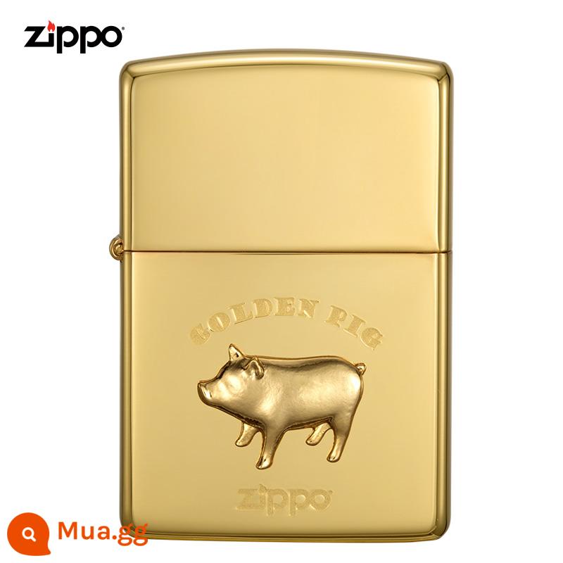 ZIPPO Official Flagship Store Baofuyun Thỏ Vàng Cắm Trại Dầu Hỏa Bật Lửa Chống Gió Năm Con Thỏ Quà Tặng - Lucky Golden Pig Máy mới không dầu