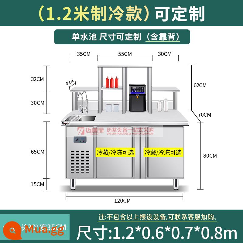 Thiết bị quán trà sữa Medifi trọn bộ bàn thao tác trà sữa quán đồ uống lạnh inox thanh nước lạnh bàn làm việc tùy chỉnh - 1,2m làm lạnh/đông lạnh tùy chọn