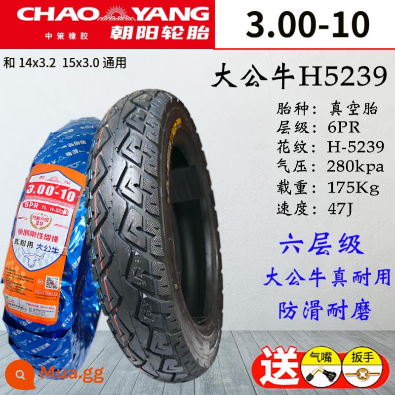 Lốp Chaoyang 3.00-10 Xe Điện Lốp Không Săm 300/14x2.50/3.2/2.75-10 Bên Ngoài Xe Máy Zhengxin - Lốp không săm dày 6 lớp Chaoyang 3.00-10 [H5239 Big Bull] chống trượt