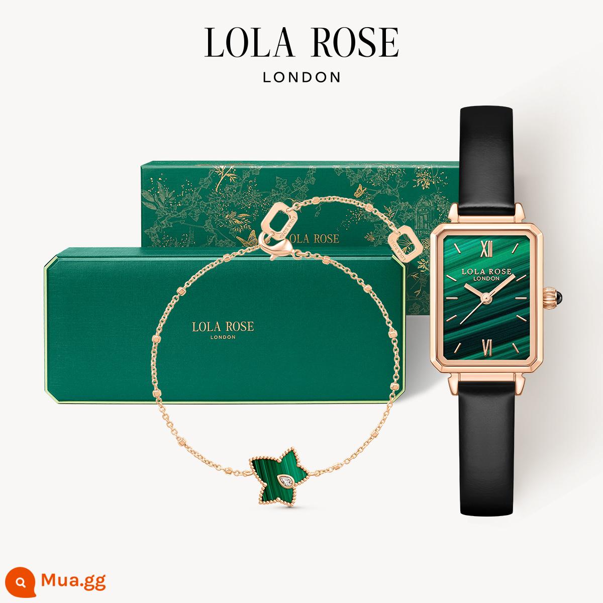 Lola Rose Lola Rose Long Hộp Quà Tình Yêu Đồng Hồ Vòng Cổ Nữ Tai Kim Bọc Tay Sinh Nhật Quà Tặng Năm Mới - Đồng hồ nhỏ màu xanh lá cây + vòng tay đính cườm