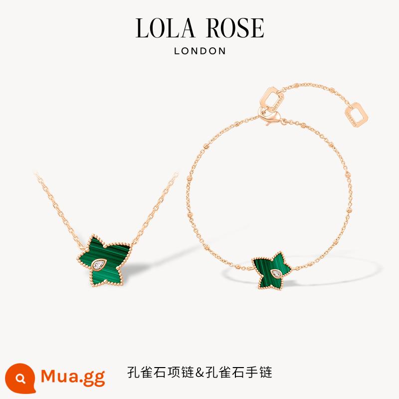 Lola Hoa Hồng Lola Hoa Hồng Dây Thường Xuân Trung Quốc Lễ Tình Nhân Hạn Chế Dài Hộp Quà Tình Yêu Vòng Cổ Tai Kim Thủ Công Cho Bạn Gái - Vòng cổ + vòng tay Malachite