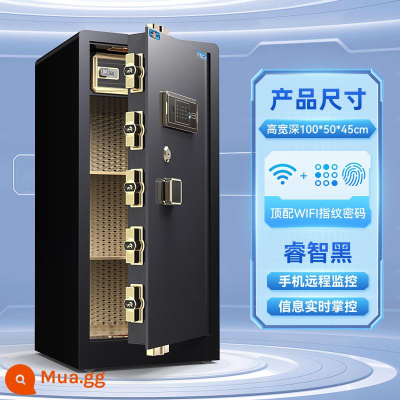 Tiger safe home safe chính thức chống trộm hoàn toàn bằng thép 2023 văn phòng mới thương mại 60/80cm 1,2m mật khẩu vân tay mật khẩu tập tin dung lượng lớn hộp an toàn đầu giường vào tủ quần áo - Phiên bản hàng đầu-màu đen thông minh 1 mét-giám sát điện thoại di động wifi-mật khẩu vân tay có trọng lượng và dày