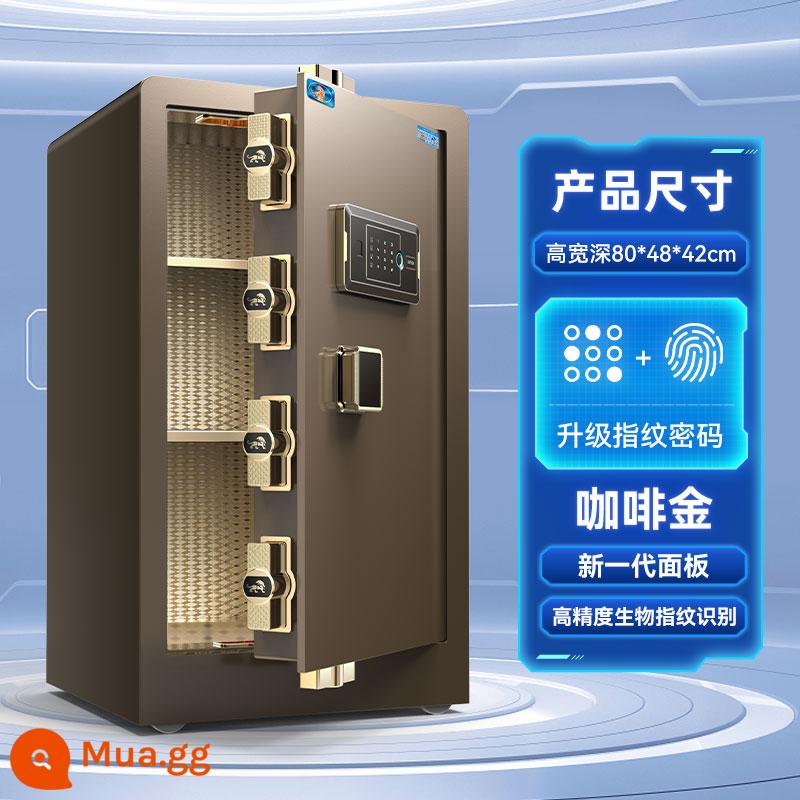 Tiger safe home safe chính thức chống trộm hoàn toàn bằng thép 2023 văn phòng mới thương mại 60/80cm 1,2m mật khẩu vân tay mật khẩu tập tin dung lượng lớn hộp an toàn đầu giường vào tủ quần áo - 80cm cà phê vàng nâng cấp mật khẩu vân tay-chìa khóa ủy quyền từ xa-không gian ba tầng