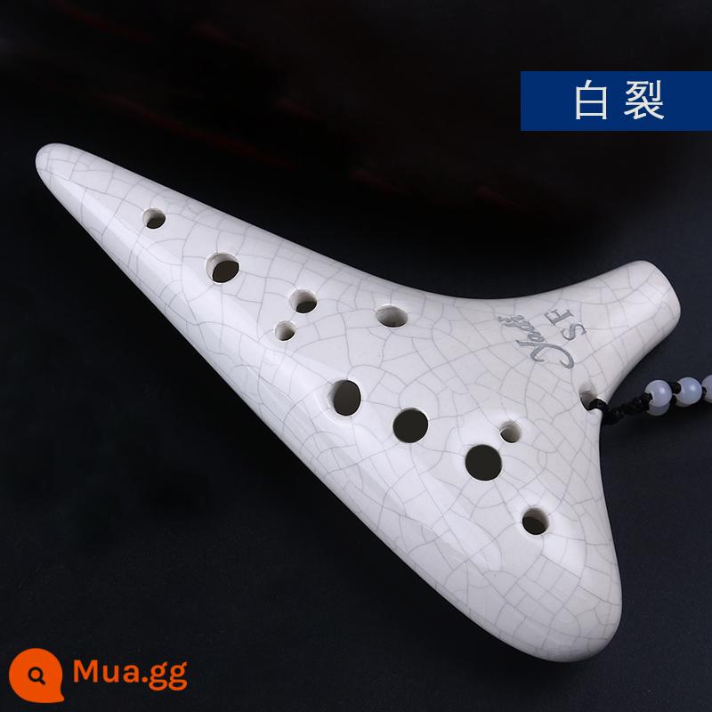 [yadi/雅的] ocarina 12 lỗ SF ocarina mười hai lỗ F-tune chuyên nghiệp dành cho người mới bắt đầu chơi nhạc cụ sinh viên - 12 lỗ SF trắng crack [đi kèm ocarina nhỏ + tựa tay]