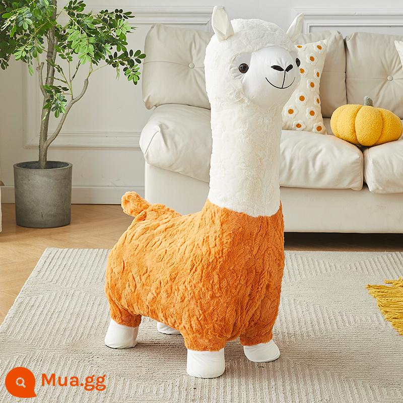 Sáng Tạo Alpaca Ghế Động Vật Phân Phòng Khách Từ Sàn Đến Trần Vật Trang Trí Trang Trí Giày Phân Tân Gia Quà Tặng Năm Mới - Phong cách nhỏ màu cam rực rỡ⭐Sherpa mịn, mềm và dày