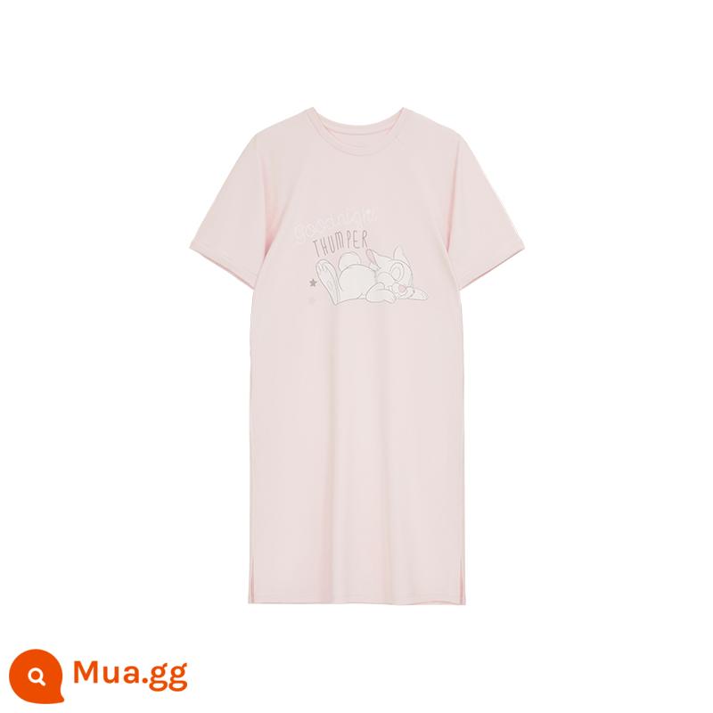 Ubras Disney sê-ri đám mây cotton ngắn tay băng lụa phục vụ tại nhà phương thức váy ngủ - Hồng đào lạnh (Thampe)