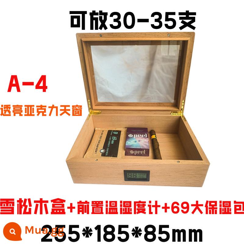 Humidor gỗ đặc nhập khẩu hộp gỗ tuyết tùng Tây Ban Nha hộp gỗ di động xì gà nhà sản xuất hộp tạo độ ẩm xì gà Chunhua - 35 miếng hộp gỗ tuyết tùng trong suốt bầu trời + đồng hồ đo nhiệt độ và độ ẩm phía trước + túi dưỡng ẩm lớn 255*185*85MM