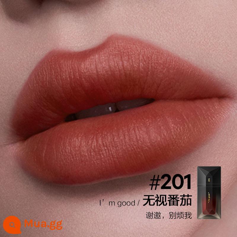 [Mua sớm Double 11] Nhật ký hoàn hảo Danh thiếp Lip Veil Velvet Lip Glaze Matte Lipstick Không phai và không dính vào cốc - 201 Bỏ qua cà chua