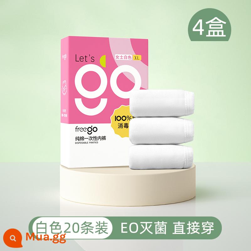 Freego 30 cặp đồ lót dùng một lần cho nữ, cotton nguyên chất, tiệt trùng, sau sinh, phụ nữ mang thai, quần short du lịch dùng một lần - [Fairy Pure White 20 Strips] Khử trùng sâu 100% Cotton