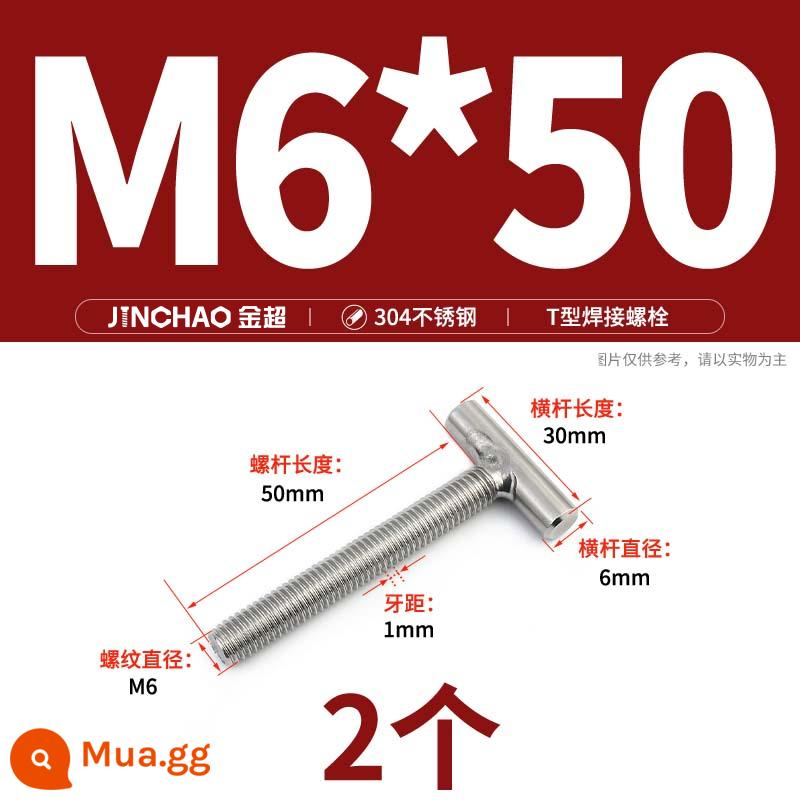 Vít hàn chữ T inox 304 Vít hàn chữ T Bu lông chữ T M4M5M6M8M10M12 - M6*50 (2 cái)