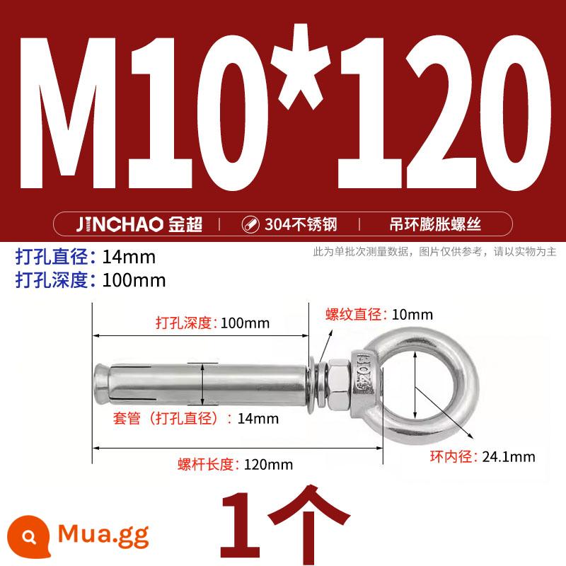 Jinchao 304 vòng thép không gỉ vít mở rộng móc máy nước nóng vít mở rộng M6-M16mm - Vòng nâng tròn M10*120 (1 cái)