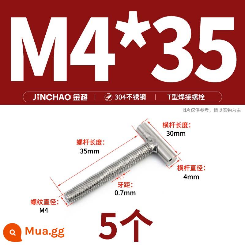 Vít hàn chữ T inox 304 Vít hàn chữ T Bu lông chữ T M4M5M6M8M10M12 - M4*35(5 cái)